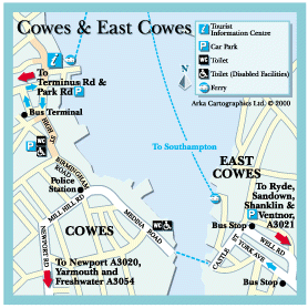 Cowes & East Cowes Map - Reproduced by kind permission of Arka Cartographics Ltd.